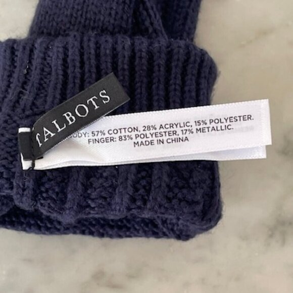 TALBOTS Navy Soft Cable Knit Cotton Blend Gloves One Size - Picture 9 of 12